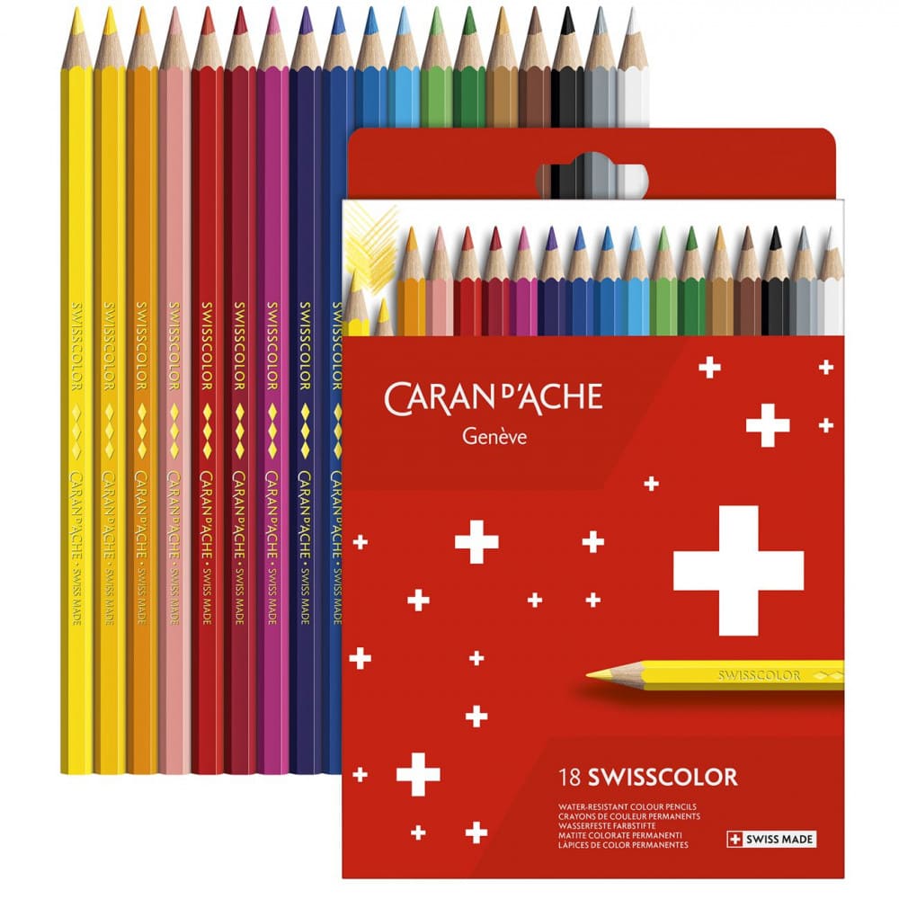 Lápis de Cor Permanente Swisscolor Caran D'Ache 18 Core